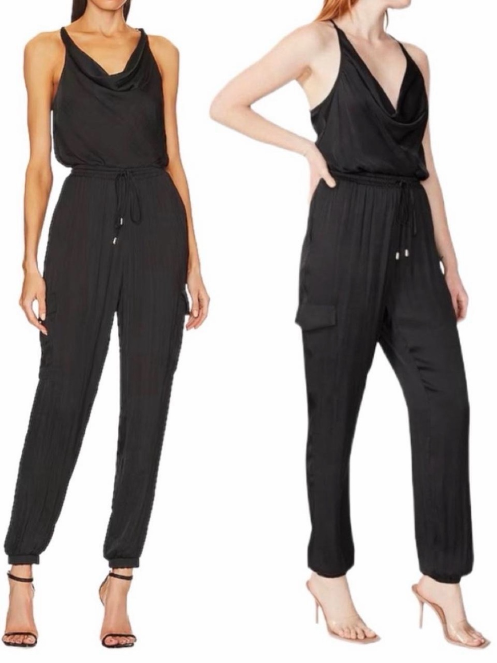 Steve Madden Black Sleeveless Cowl-Neck Jumpsuit